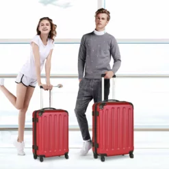 Goplus 3Pcs Luggage Set, Hardside Travel Rolling Suitcase, 20/24/28 Rolling Luggage Upright, Hardshell Spinner Luggage Set With Telescoping Handle, Coded Lock Travel Trolley Case (Wine) -TRAVELPRO Sales 61976W 2Bvj 2BL