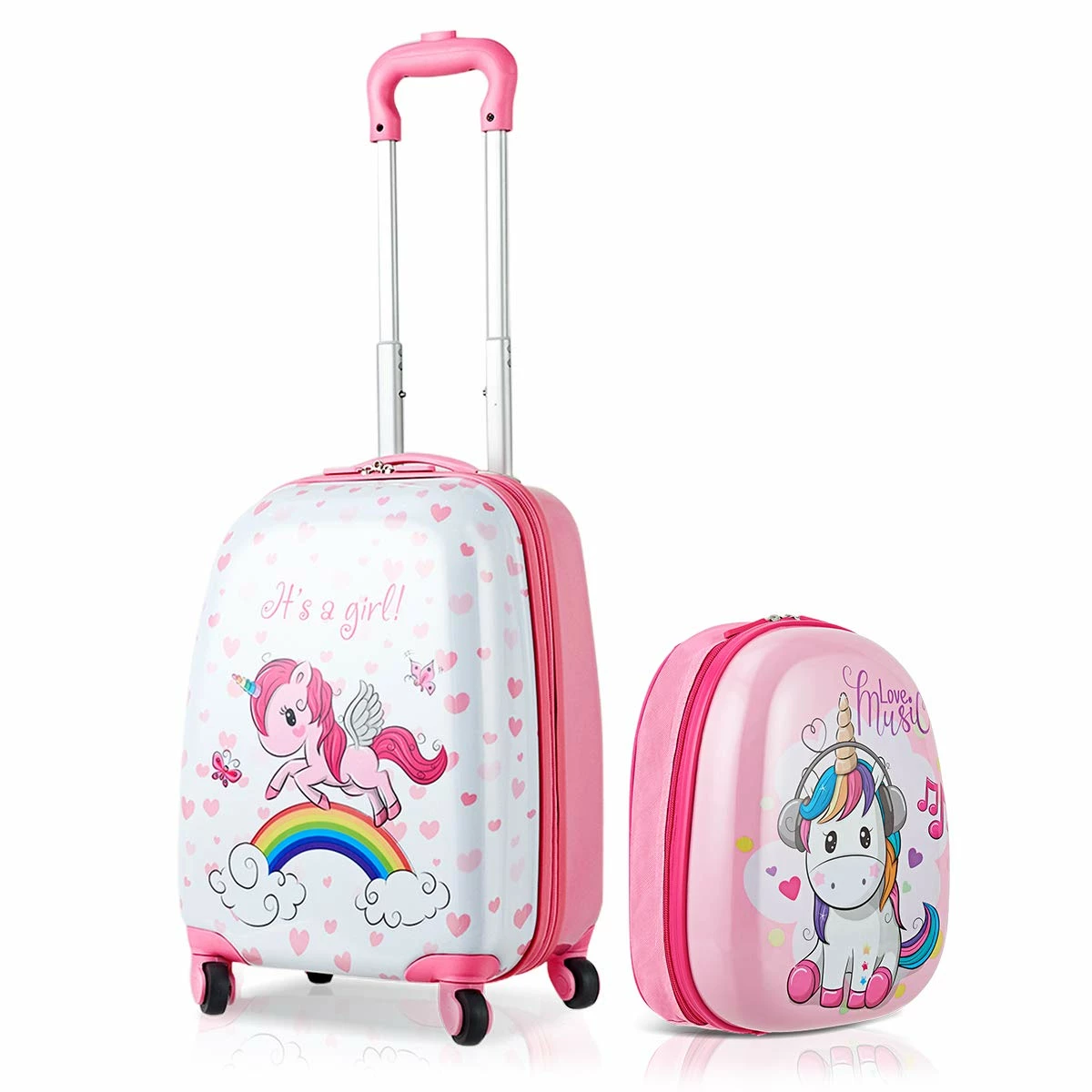 HONEY JOY 2Pc Kids Luggage Set, 12'' Backpack & 16'' Rolling Suitcase, Hard Shell Trolley Suitcase With Spinner Wheels, Carry On Luggage Set For Boys And Girls Travel (Unicorn) 1 HONEY JOY 2Pc Kids Luggage Set, 12'' Backpack & 16'' Rolling Suitcase, Hard Shell Trolley Suitcase With Spinner Wheels, Carry On Luggage Set For Boys And Girls Travel (Unicorn)