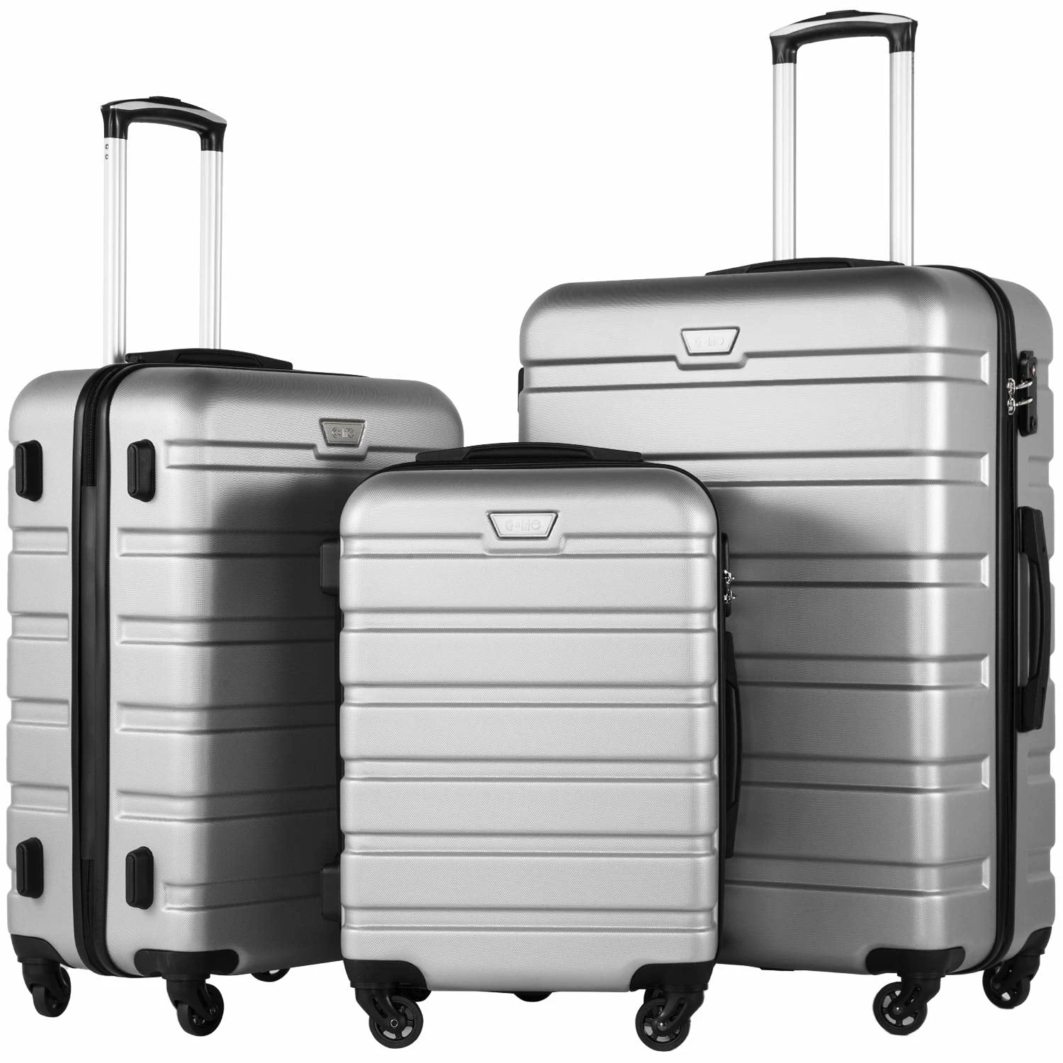 COOLIFE Luggage 3 Piece Set Suitcase Spinner Hardshell Lightweight TSA Lock (sliver3) 1 COOLIFE Luggage 3 Piece Set Suitcase Spinner Hardshell Lightweight TSA Lock (sliver3)