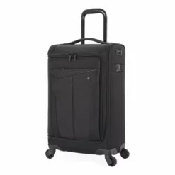 SWISSGEAR Getaway Expandable Carry-On USB Spinner With Garment Bag | Built-in Powerbank-Ready USB Port | Charge-Capable Smart Luggage - Men's And Women's - Black