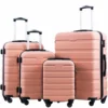 Coolife Luggage 3 Piece Set Suitcase Spinner Hardshell Lightweight TSA Lock 4 Piece Set (Family Set-Sakura Pink)