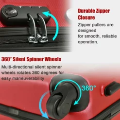 Goplus 3Pcs Luggage Set, Hardside Travel Rolling Suitcase, 20/24/28 Rolling Luggage Upright, Hardshell Spinner Luggage Set With Telescoping Handle, Coded Lock Travel Trolley Case (Wine) -TRAVELPRO Sales 71hMxiSISeL