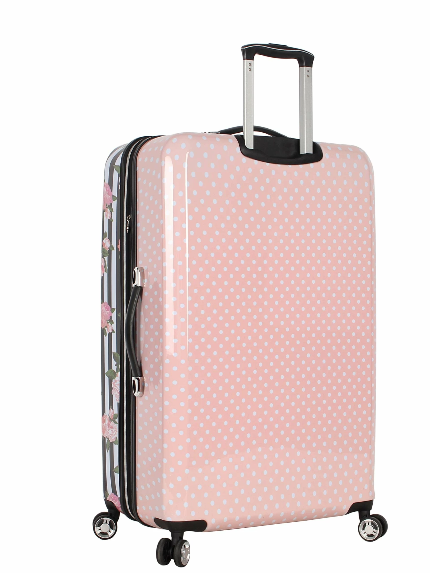 Betsey Johnson 30 Inch Checked Luggage Collection - Expandable Scratch Resistant (ABS + PC) Hardside Suitcase - Designer Lightweight Bag With 8-Rolling Spinner Wheels (Stripe Roses) 6 Betsey Johnson 30 Inch Checked Luggage Collection - Expandable Scratch Resistant (ABS + PC) Hardside Suitcase - Designer Lightweight Bag With 8-Rolling Spinner Wheels (Stripe Roses) - Image 6