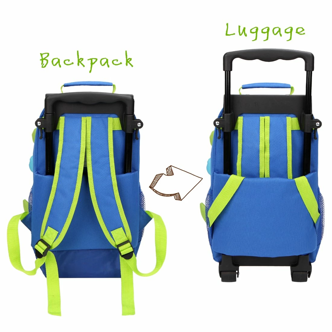 Yodo Zoo 3-Way Toddler Backpack With Wheels Or Little Kids Rolling Luggage, With Front Pouch And Side Bottle Holders, For Toddler Boys And Girls, Dinosaur 6 Yodo Zoo 3-Way Toddler Backpack With Wheels Or Little Kids Rolling Luggage, With Front Pouch And Side Bottle Holders, For Toddler Boys And Girls, Dinosaur - Image 6