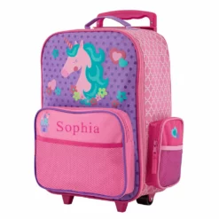 GiftsForYouNow 2-Wheel Personalized Unicorn Rolling Luggage Bag, 14.5" X 18"