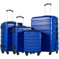 COOLIFE Luggage 3 Piece Set Suitcase Spinner Hardshell Lightweight TSA Lock (Family Set-blue1)