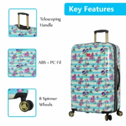 Betsey Johnson 26 Inch Checked Luggage Collection - Expandable Scratch Resistant (ABS + PC) Hardside Suitcase - Designer Lightweight Bag With 8-Rolling Spinner Wheels (Stripe Floral Hummingbird) 13 Betsey Johnson 26 Inch Checked Luggage Collection - Expandable Scratch Resistant (ABS + PC) Hardside Suitcase - Designer Lightweight Bag With 8-Rolling Spinner Wheels (Stripe Floral Hummingbird) -TRAVELPRO Sales 81BwunmZdkL