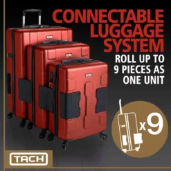 TACH TUFF 3-Piece Hardcase Connectable Luggage & Carryon Travel Bag Set | Rolling Suitcase With Patented Built-In Connecting System | Easily Link & Carry 9 Bags At Once (wine Red) -TRAVELPRO Sales 81Ch uIH8xL
