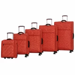 It Luggage Stitched Squares 8 Wheel Lightweight Expandable 5-Piece Set, Orange