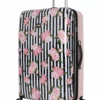 Betsey Johnson 30 Inch Checked Luggage Collection - Expandable Scratch Resistant (ABS + PC) Hardside Suitcase - Designer Lightweight Bag With 8-Rolling Spinner Wheels (Stripe Roses)