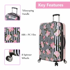 Betsey Johnson 30 Inch Checked Luggage Collection - Expandable Scratch Resistant (ABS + PC) Hardside Suitcase - Designer Lightweight Bag With 8-Rolling Spinner Wheels (Stripe Roses) 13 Betsey Johnson 30 Inch Checked Luggage Collection - Expandable Scratch Resistant (ABS + PC) Hardside Suitcase - Designer Lightweight Bag With 8-Rolling Spinner Wheels (Stripe Roses) -TRAVELPRO Sales 81Qhr 2BeFOwL