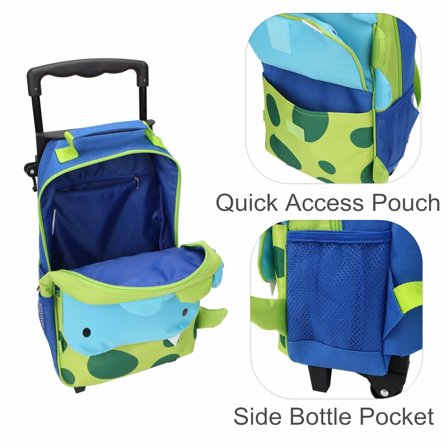 Yodo Zoo 3-Way Toddler Backpack With Wheels Or Little Kids Rolling Luggage, With Front Pouch And Side Bottle Holders, For Toddler Boys And Girls, Dinosaur 7 Yodo Zoo 3-Way Toddler Backpack With Wheels Or Little Kids Rolling Luggage, With Front Pouch And Side Bottle Holders, For Toddler Boys And Girls, Dinosaur - Image 7