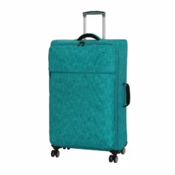 It Luggage 26.8" Stitched Squares Lightweight Case, Aqua Blue