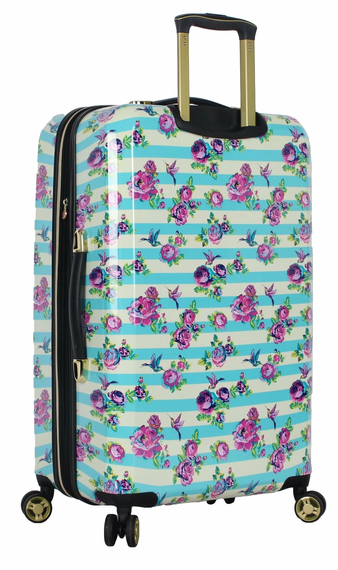 Betsey Johnson 26 Inch Checked Luggage Collection - Expandable Scratch Resistant (ABS + PC) Hardside Suitcase - Designer Lightweight Bag With 8-Rolling Spinner Wheels (Stripe Floral Hummingbird) 6 Betsey Johnson 26 Inch Checked Luggage Collection - Expandable Scratch Resistant (ABS + PC) Hardside Suitcase - Designer Lightweight Bag With 8-Rolling Spinner Wheels (Stripe Floral Hummingbird) - Image 6