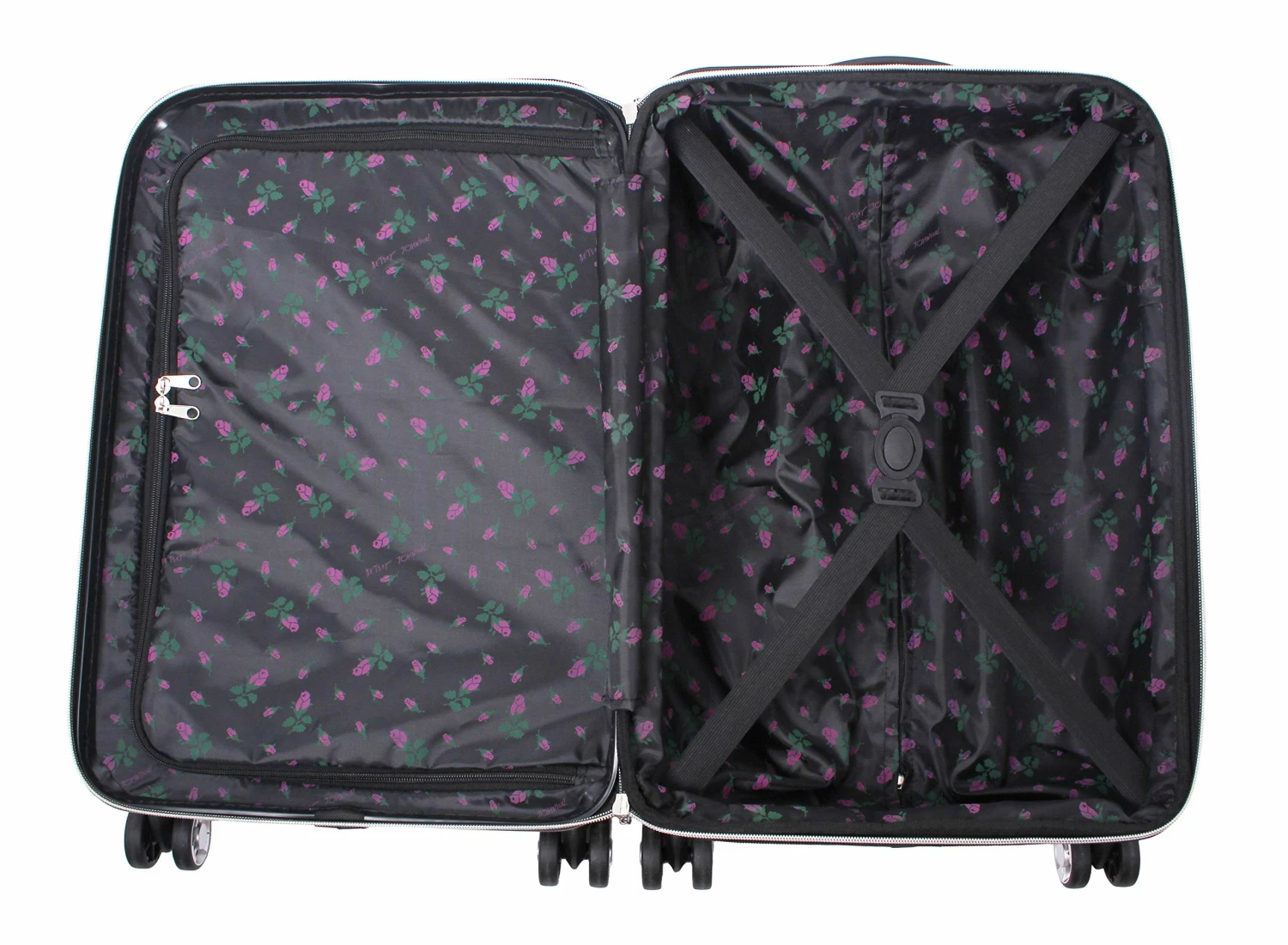Betsey Johnson 30 Inch Checked Luggage Collection - Expandable Scratch Resistant (ABS + PC) Hardside Suitcase - Designer Lightweight Bag With 8-Rolling Spinner Wheels (Stripe Roses) 4 Betsey Johnson 30 Inch Checked Luggage Collection - Expandable Scratch Resistant (ABS + PC) Hardside Suitcase - Designer Lightweight Bag With 8-Rolling Spinner Wheels (Stripe Roses) - Image 4