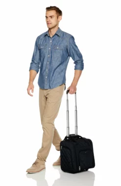 AmazonBasics Underseat Carry-On Rolling Travel Luggage Bag - Black Quilted -TRAVELPRO Sales 81xTnGsNdwL