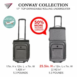 Travelers Club Luggage 17" Top Expandable Underseater W/Side USB Port Connector, Dark Gray Suitcase, Carry -TRAVELPRO Sales 915ICY5RaBL