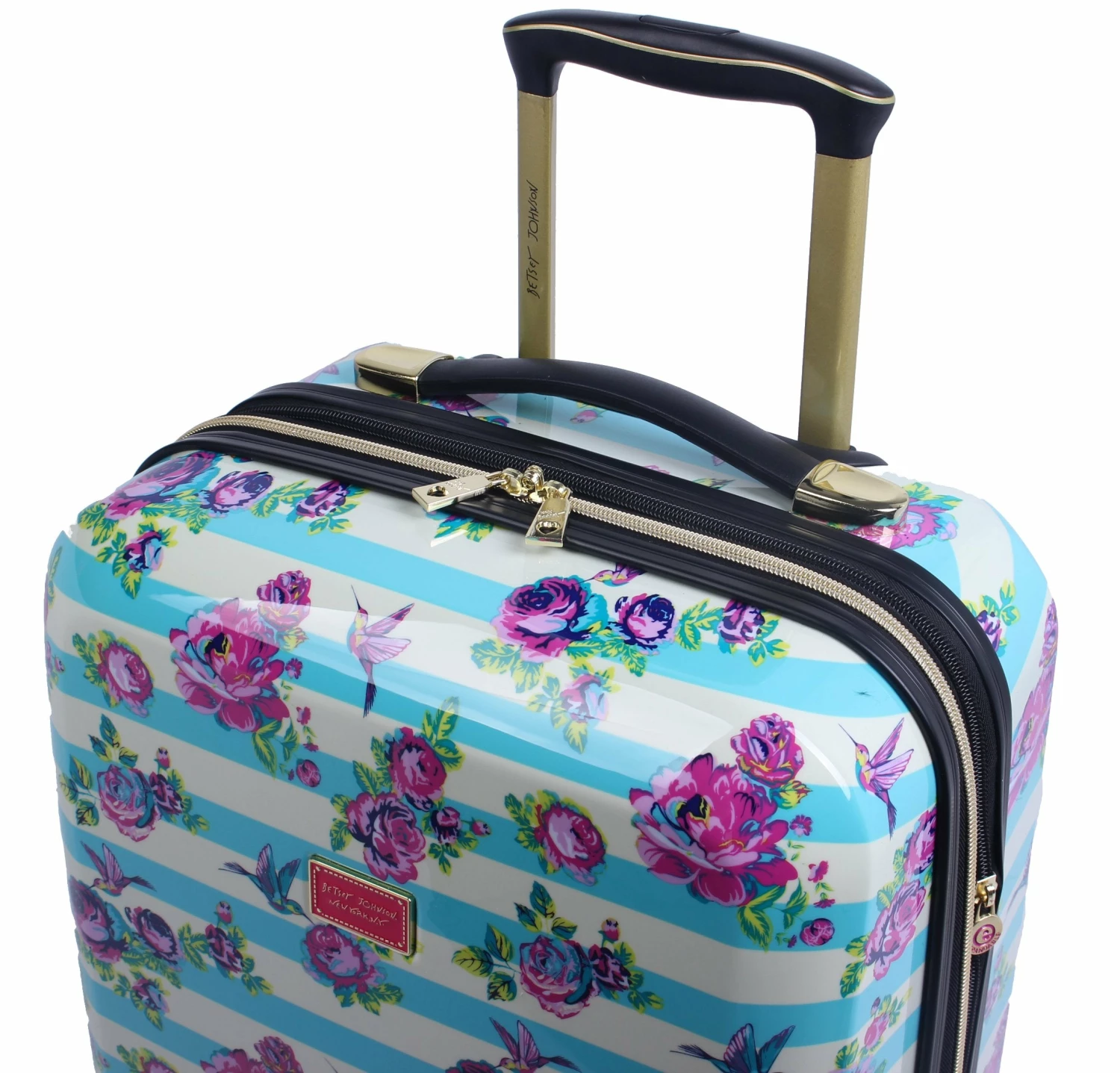 Betsey Johnson 26 Inch Checked Luggage Collection - Expandable Scratch Resistant (ABS + PC) Hardside Suitcase - Designer Lightweight Bag With 8-Rolling Spinner Wheels (Stripe Floral Hummingbird) 3 Betsey Johnson 26 Inch Checked Luggage Collection - Expandable Scratch Resistant (ABS + PC) Hardside Suitcase - Designer Lightweight Bag With 8-Rolling Spinner Wheels (Stripe Floral Hummingbird) - Image 3