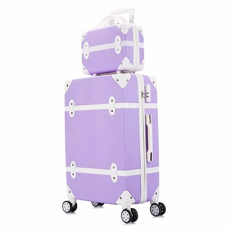 Carrylove Women Spinner Abs Retro Luggage 20"22"24"26" Trolley Bag 4 Carrylove Women Spinner Abs Retro Luggage 20"22"24"26" Trolley Bag - Image 4