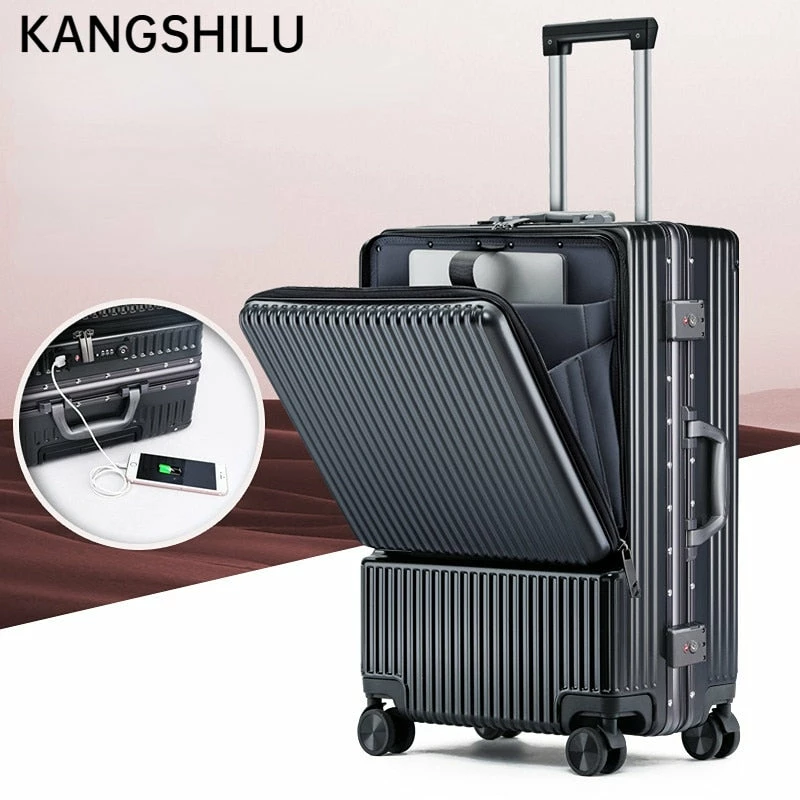 KANGSHILU Aluminum Frame 20 Inches Travel Suitcases Universal Wheel 2 KANGSHILU Aluminum Frame 20 Inches Travel Suitcases Universal Wheel - Image 2