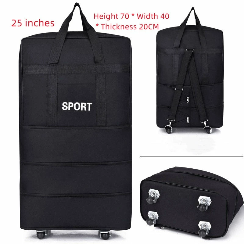 Luggage Bag With Wheels Expandable Folding Oxford Trolley Suitcase 2 Luggage Bag With Wheels Expandable Folding Oxford Trolley Suitcase - Image 2