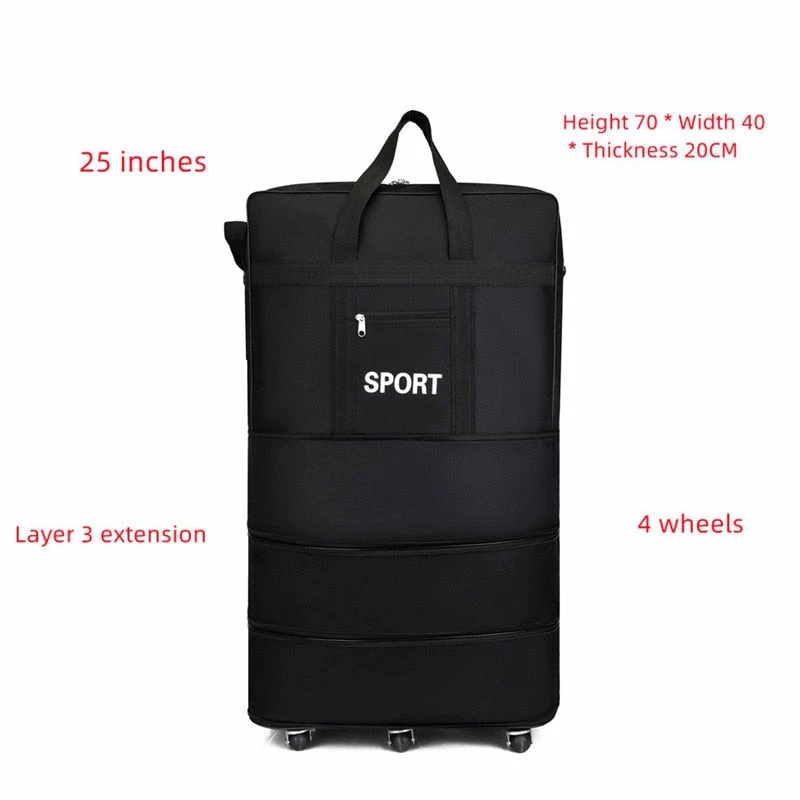 Luggage Bag With Wheels Expandable Folding Oxford Trolley Suitcase 5 Luggage Bag With Wheels Expandable Folding Oxford Trolley Suitcase - Image 5