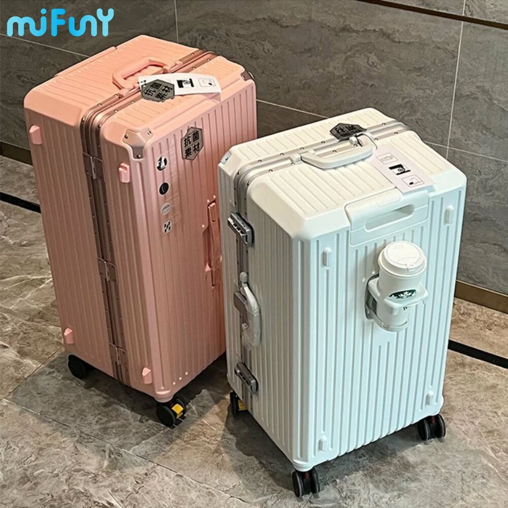 MIFUNY Travel Luggage With Cup Holder Aluminum Frame Suitcase Large 2 MIFUNY Travel Luggage With Cup Holder Aluminum Frame Suitcase Large - Image 2