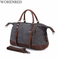 Men'S Travel Bags Vintage Leather Canvas Carry On Luggage Bags Big Men Duffel Bags Travel Tote