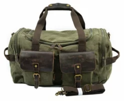 Man Vintage Military Travel Duffel Bag Multi-Pocket Canvas Overnight Bag Leather Weekend Carry On -TRAVELPRO Sales product image 842277439