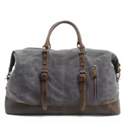 Waterproof Duffel Bag Men Canvas Carry On Weekend Bags Vintage Military Shoulder Handbag Leather -TRAVELPRO Sales product image 866425719