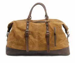 Waterproof Duffel Bag Men Canvas Carry On Weekend Bags Vintage Military Shoulder Handbag Leather -TRAVELPRO Sales product image 866425721