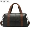 Westal Men Travel Bags Genuine Leather Foldable Carry On Bags Weekend Bag Men Duffel Bag For Hand