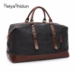 Canvas Leather Handbag Men Travel Bags Carry On Luggage Bag Male Duffel Bags Women Tote Big Bag