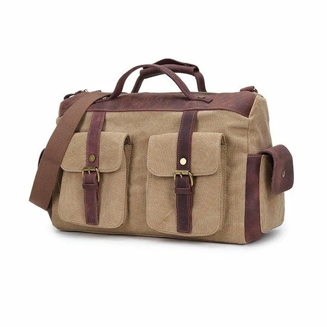 Vintage Canvas Leather Men'S Travel Bags Carry On Luggage Bags Men Duffel Bags Travel Tote Large 3 Vintage Canvas Leather Men'S Travel Bags Carry On Luggage Bags Men Duffel Bags Travel Tote Large - Image 3