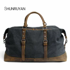 Shunruyan Canvas Cow Leather Men Travel Bags Carry On Luggage Bags Men Duffel Bags Travel Tote